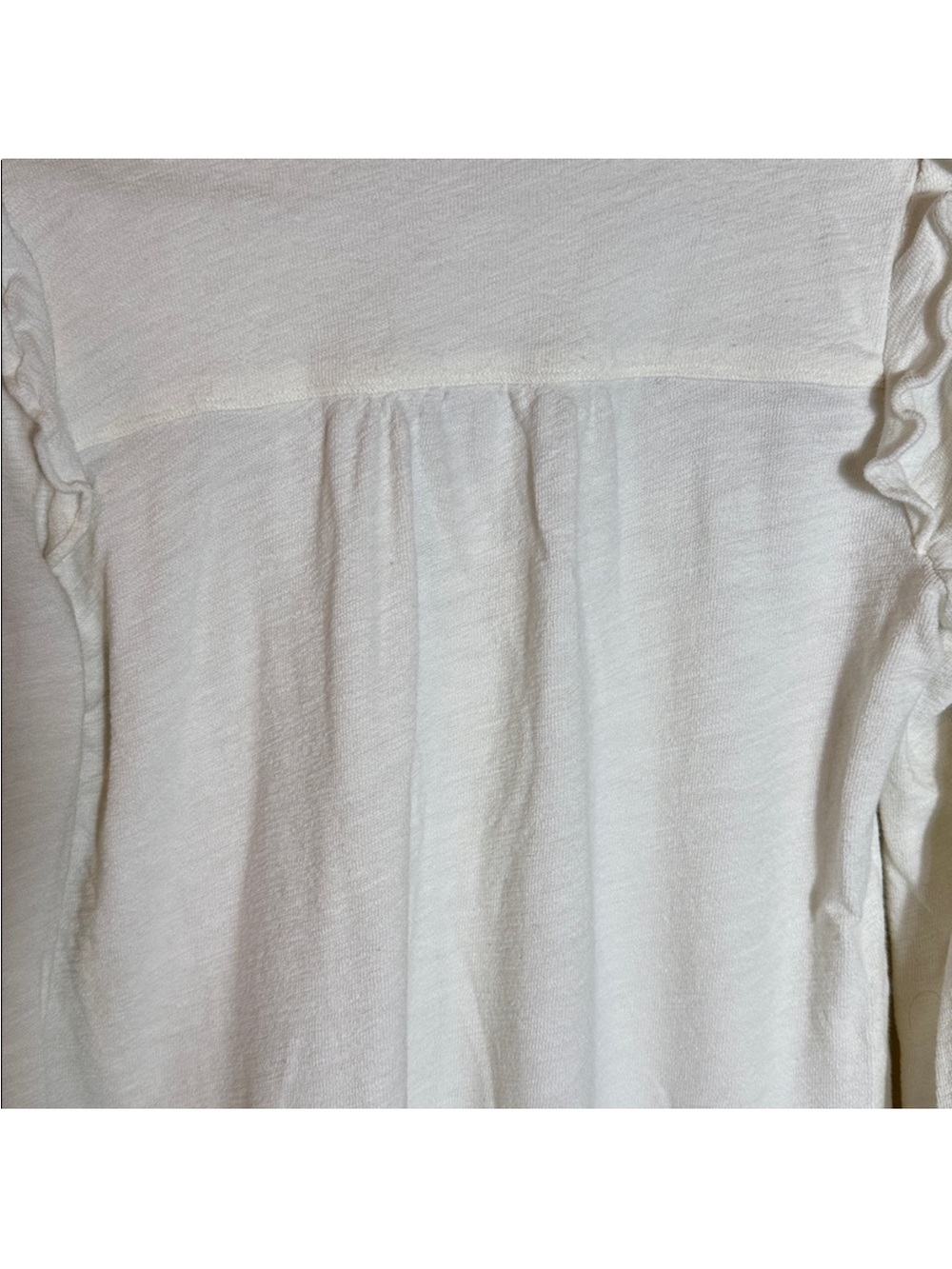 Pilcro Ivory Button-Front Ruffle Shoulder Top - Picture 6 of 11